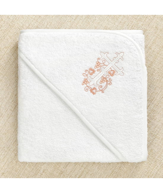 Крестильный набор Лучик розовый с махровым уголком