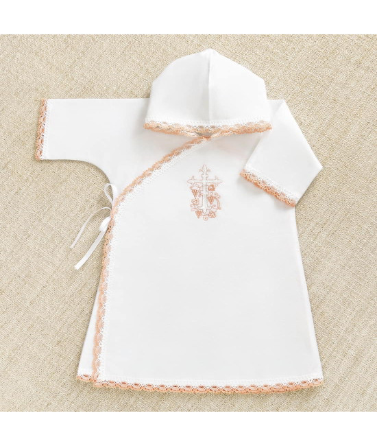 Крестильный набор Лучик розовый с махровым уголком