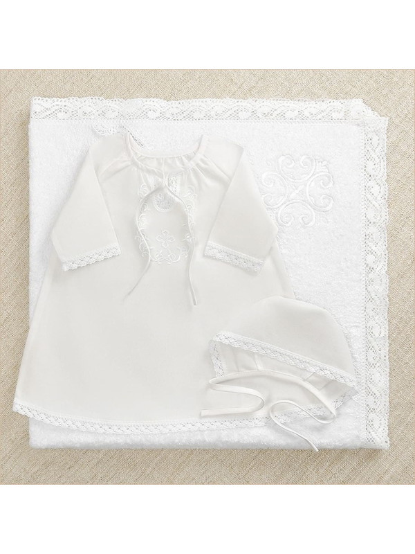 Крестильный набор Людмила с кружевным полотенцем