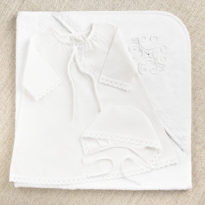 Крестильный набор Людмила с пеленкой с махровым уголком