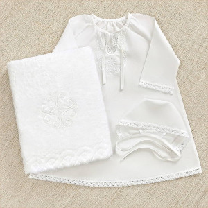 Крестильный набор Людмила с пеленкой с классическим полотенцем