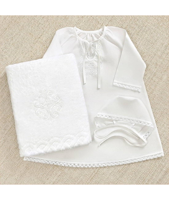 Крестильный набор Людмила с пеленкой с классическим полотенцем