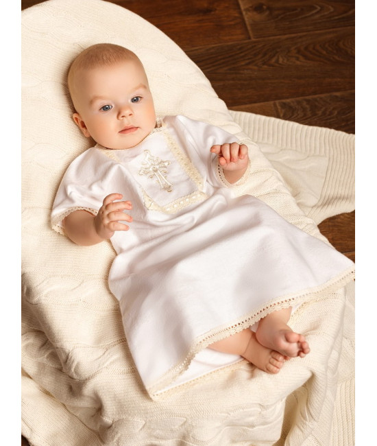 Крестильный набор Никита с кружевным полотенцем