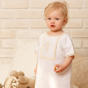 Крестильный набор Никита с кружевным полотенцем