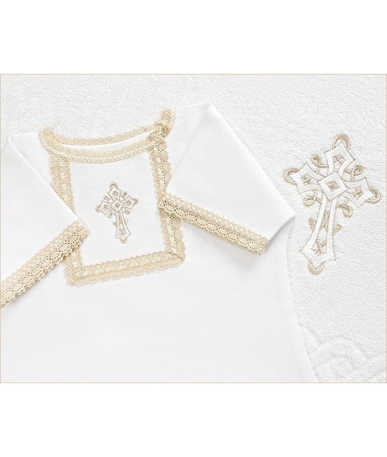 Крестильный набор Никита с кружевным полотенцем
