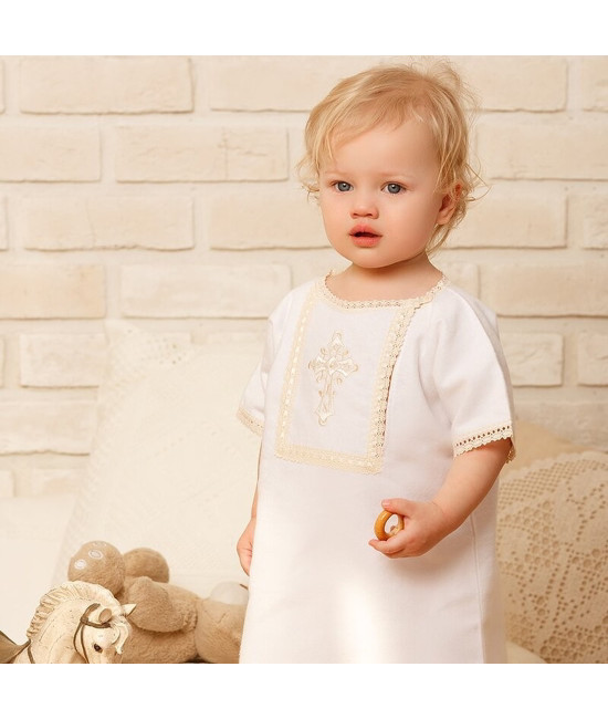 Крестильный набор Никита с кружевным полотенцем