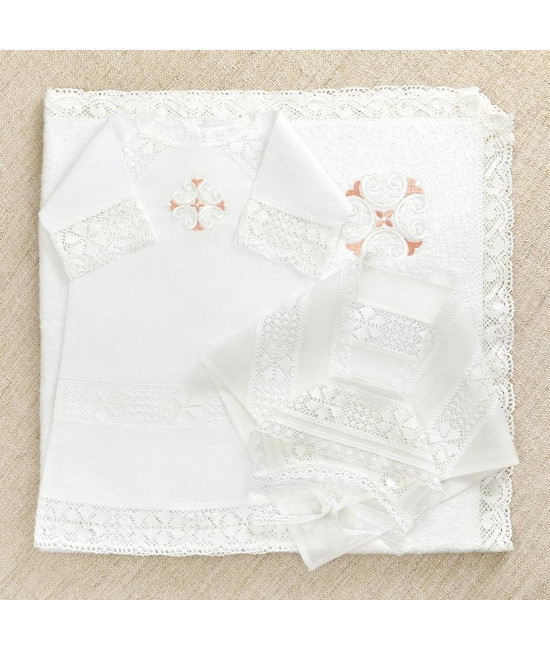 Крестильный набор Ольга с кружевным полотенцем