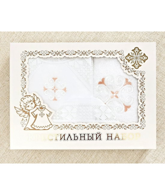 Крестильный набор Ольга с кружевным полотенцем