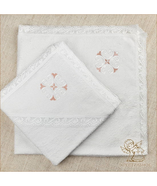 Крестильный набор Ольга с кружевным полотенцем