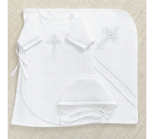 Крестильный набор Перышко голубое с пеленкой