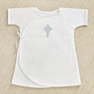 Крестильный набор Перышко голубое с пеленкой