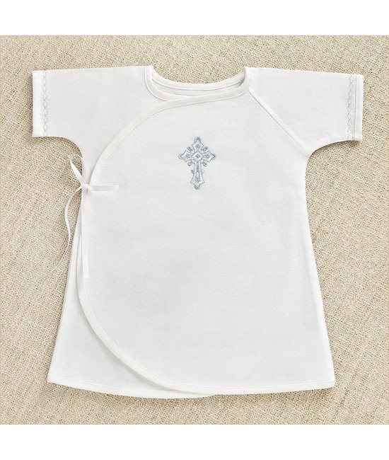 Крестильный набор Перышко голубое с пеленкой