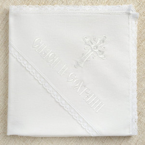 Крестильный набор Перышко кружевное с пеленкой