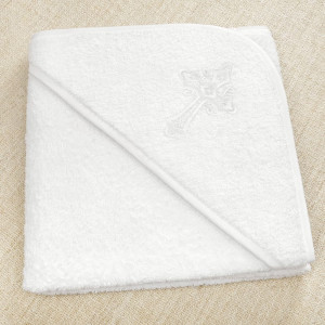 Крестильный набор Перышко кружевное с махровым уголком