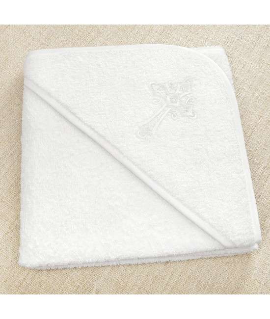 Крестильный набор Перышко кружевное с махровым уголком