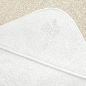 Крестильный набор Перышко кружевное с махровым уголком