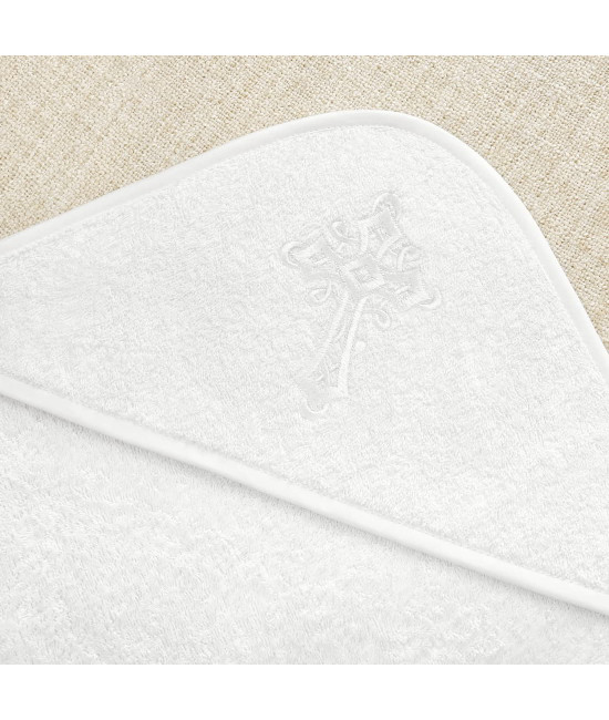 Крестильный набор Перышко кружевное с махровым уголком