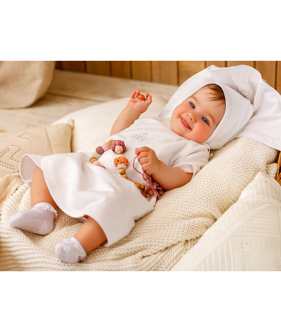 Крестильный набор Перышко розовое с классическим полотенцем