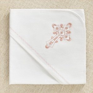 Крестильный набор Перышко розовое с пеленкой