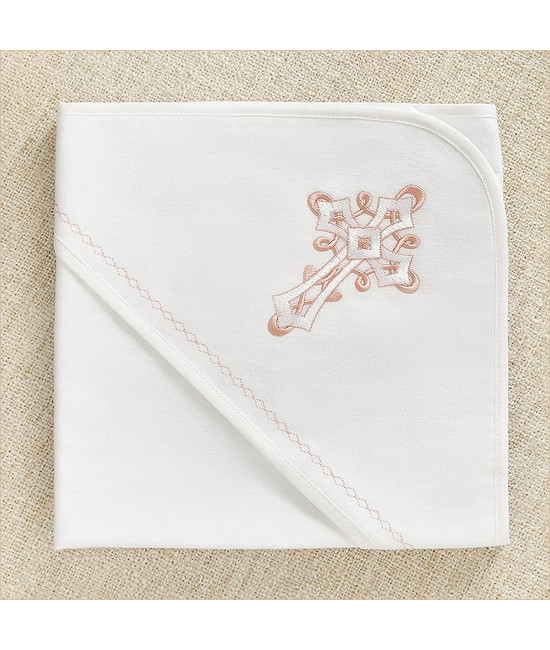 Крестильный набор Перышко розовое с пеленкой