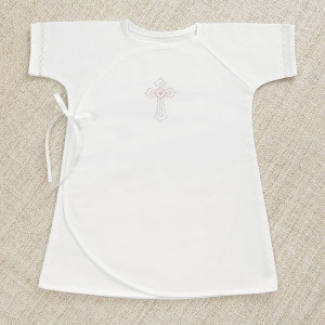 Крестильный набор Перышко розовое с классическим полотенцем