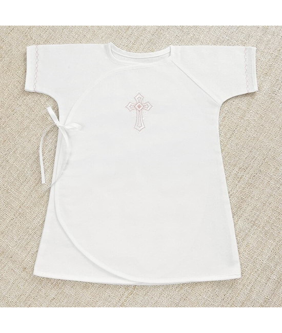 Крестильный набор Перышко розовое с классическим полотенцем