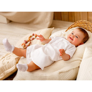 Крестильный набор Перышко розовое с классическим полотенцем