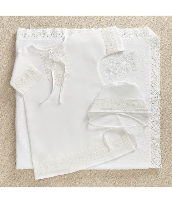 Крестильный набор Ручеек с кружевным полотенцем