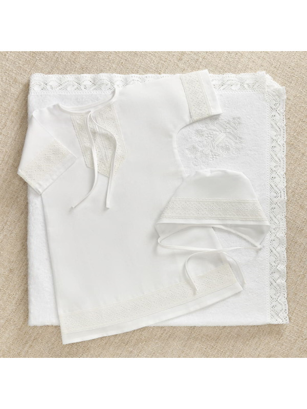 Крестильный набор Ручеек с кружевным полотенцем