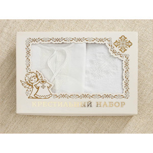 Крестильный набор Ручеек с кружевным полотенцем