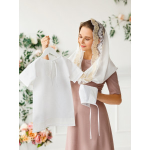 Крестильный набор Ручеек с кружевным полотенцем