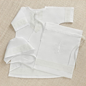 Крестильный набор Ручеек с кружевным полотенцем