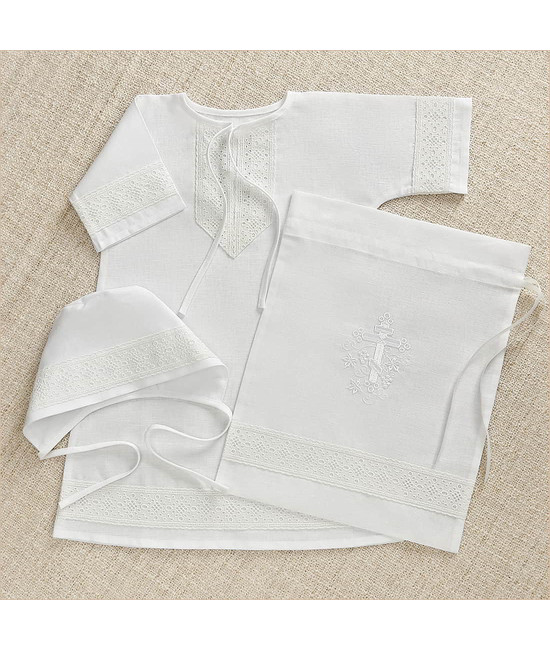 Крестильный набор Ручеек с кружевным полотенцем