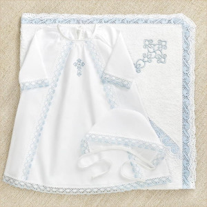 Крестильный набор Степан с кружевным полотенцем