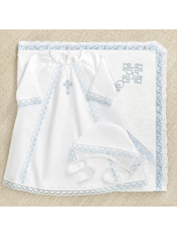 Крестильный набор Степан с кружевным полотенцем