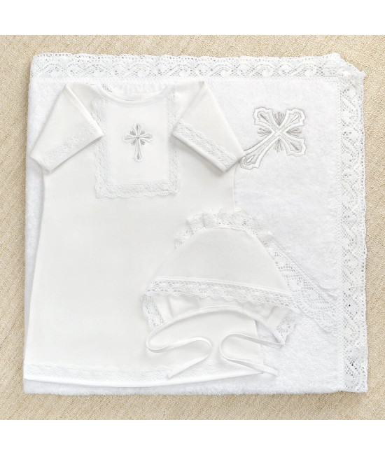 Крестильный набор Светлость с кружевным полотенцем