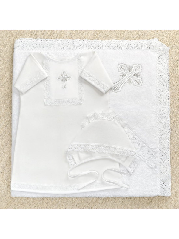 Крестильный набор Светлость с кружевным полотенцем