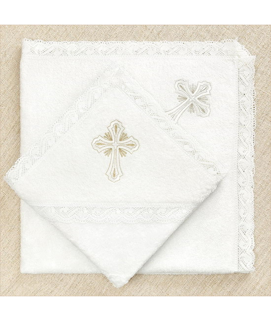 Крестильный набор Светлость с кружевным полотенцем
