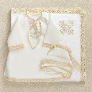 Крестильный набор Ульяна с кружевным полотенцем