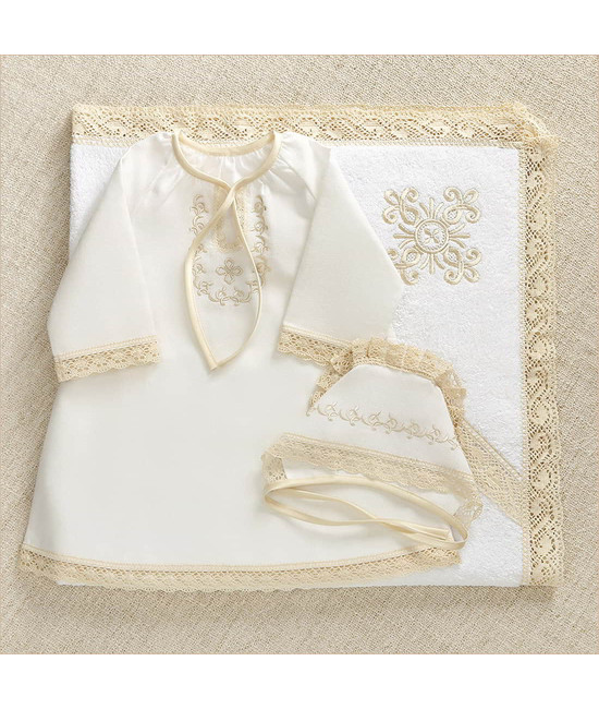 Крестильный набор Ульяна с кружевным полотенцем