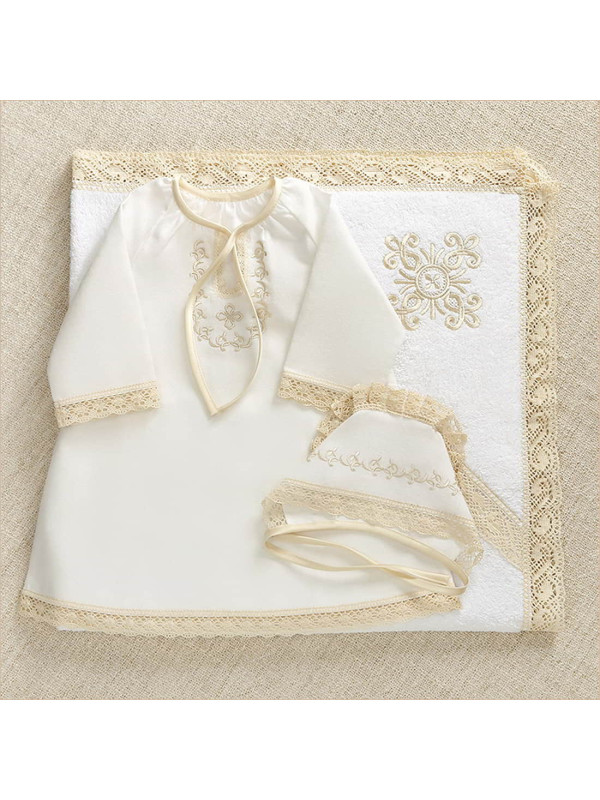 Крестильный набор Ульяна с кружевным полотенцем