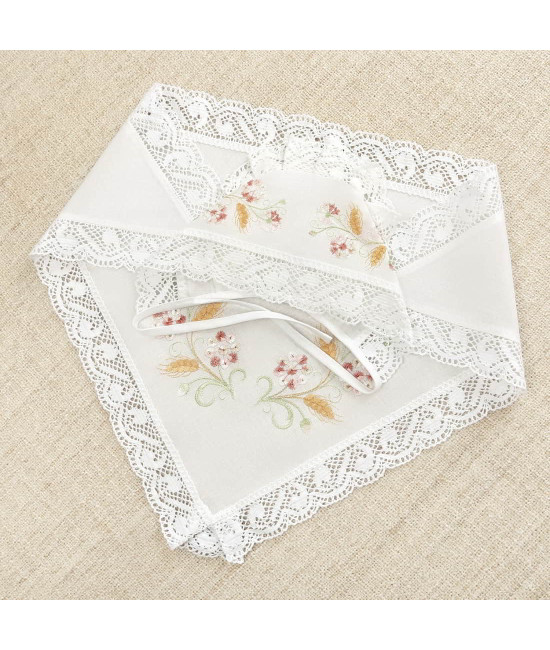 Крестильный набор Василиса с кружевным полотенцем