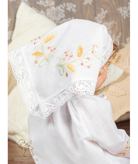 Крестильный набор Василиса с кружевным полотенцем