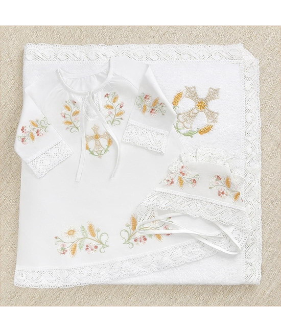 Крестильный набор Василиса с кружевным полотенцем