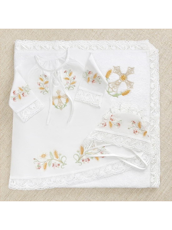 Крестильный набор Василиса с кружевным полотенцем