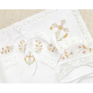 Крестильный набор Василиса с кружевным полотенцем