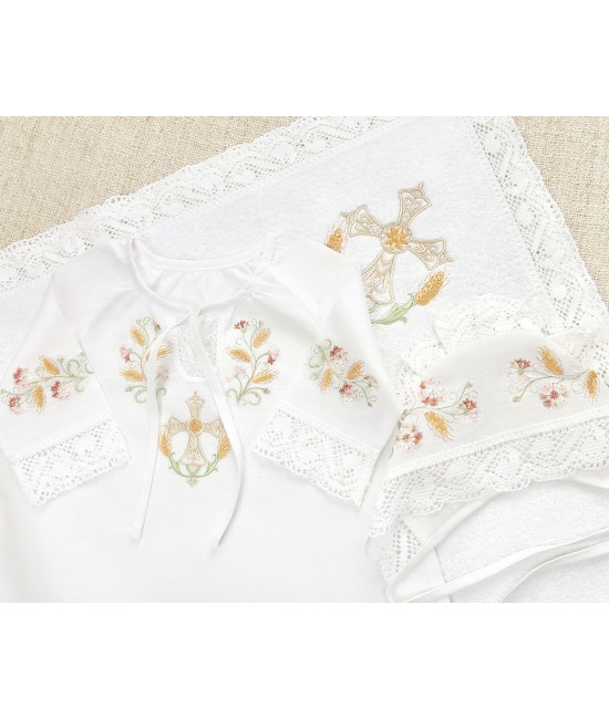 Крестильный набор Василиса с кружевным полотенцем