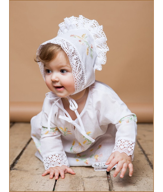 Крестильный набор Василиса с кружевным полотенцем