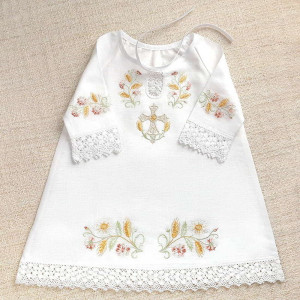 Крестильный набор Василиса с кружевным полотенцем