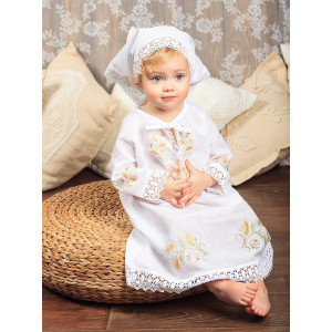 Крестильный набор Василиса с кружевным полотенцем